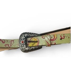 Garuglieri Made in Italy Paisley Leather Belt XL Boho Statement Rare